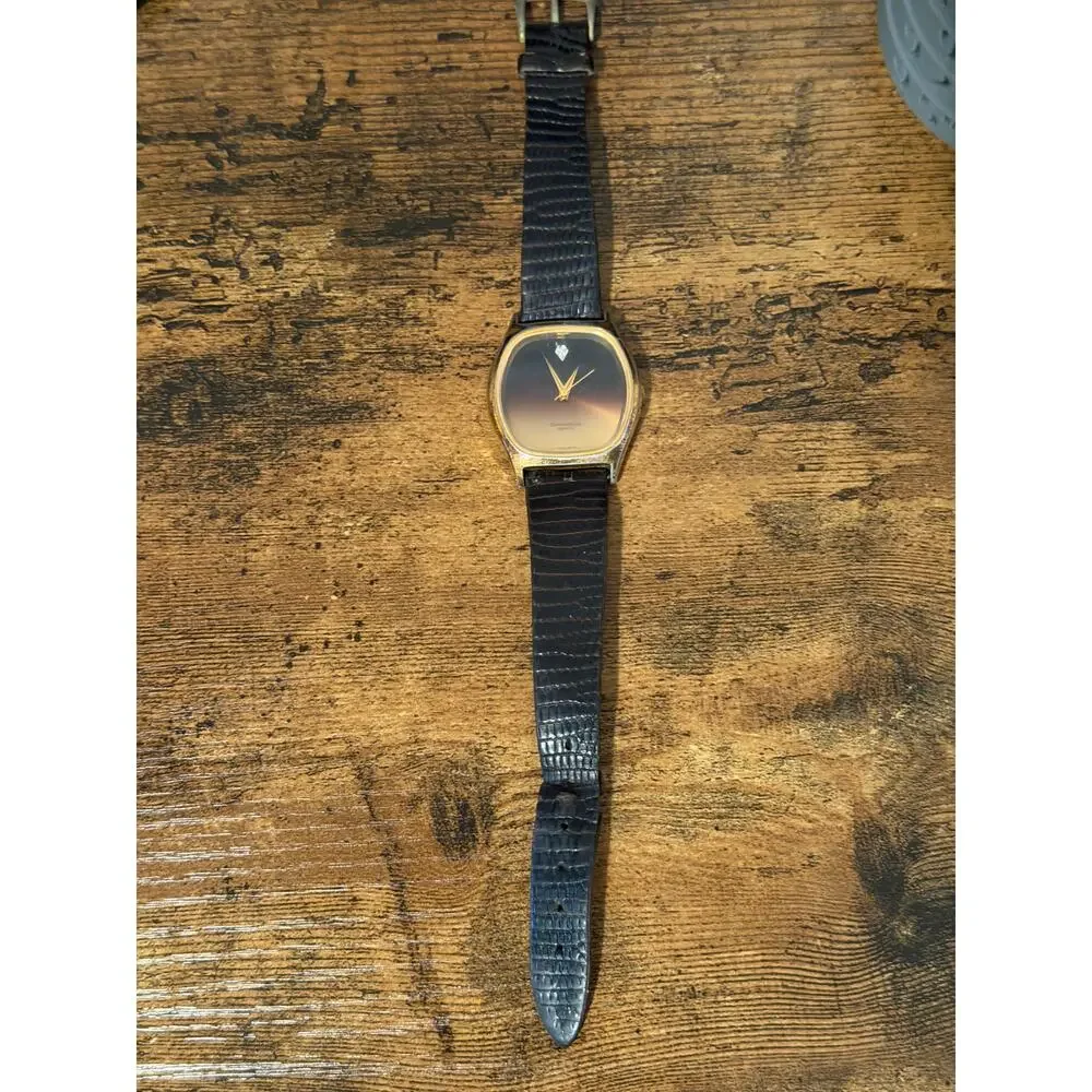 Caravelle Quartz Diamond Accent Gradient Dial Vintage Dress Watch